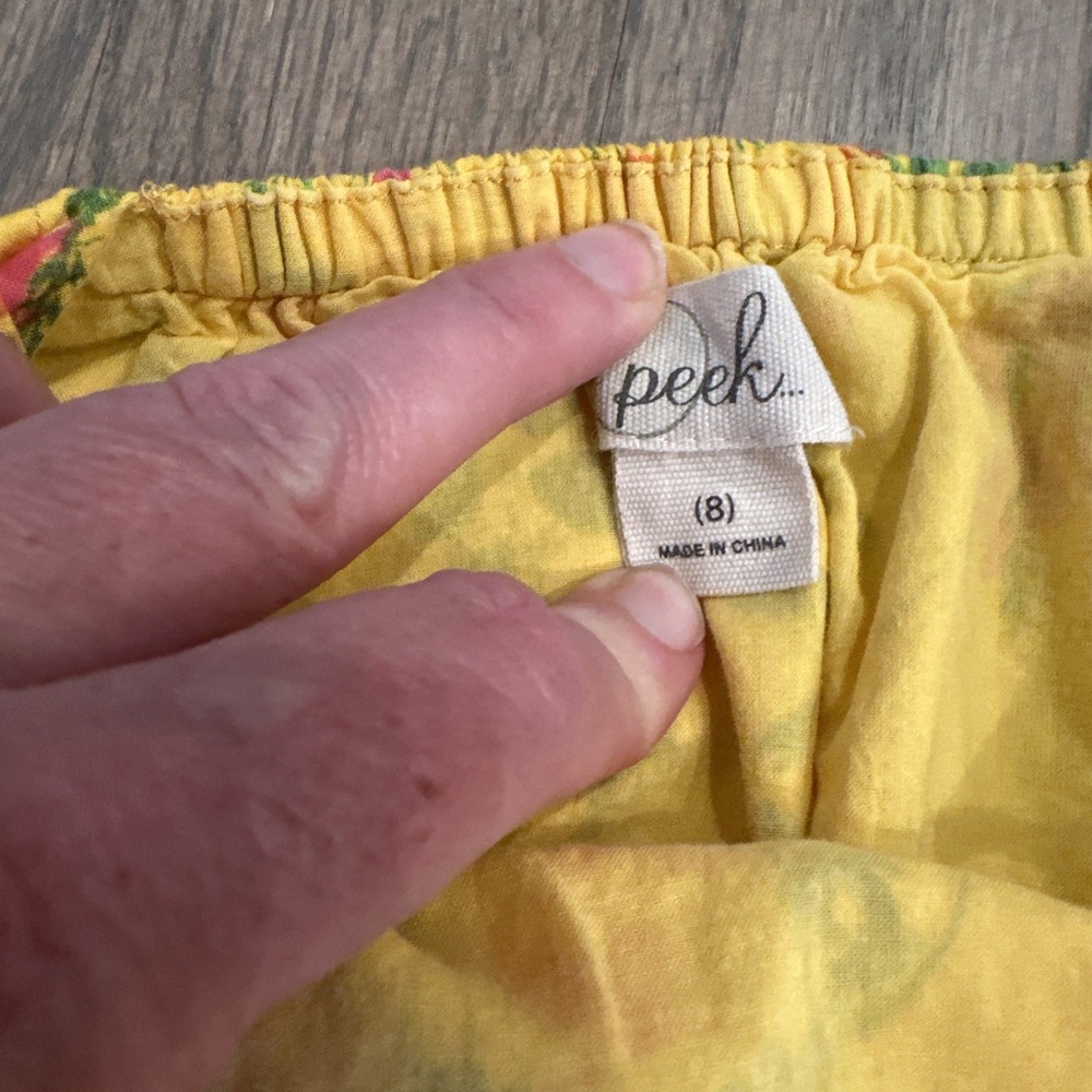 2 Girls's Peek & All In Motion size 8, Yellow Ruffle Floral & Purple Rompers - Picture 8 of 9